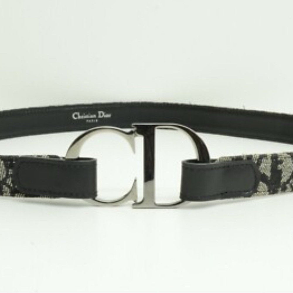 Christian Dior Black and Silver Belt